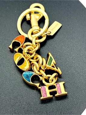 Coach Rare HTF Multicolor Glitter Letter Mix Bag Charm Keychain F40679
